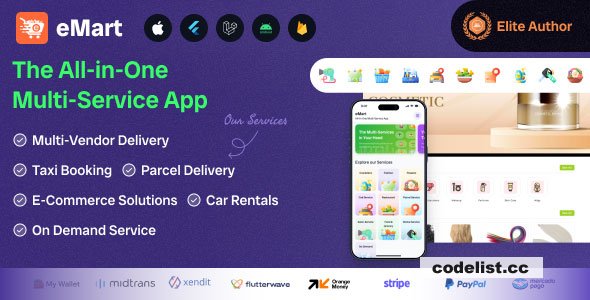 eMart v6.6 - Multivendor Food, On-demand, eCommerce, Parcel, Taxi Booking, Car Rent App with Admin &…