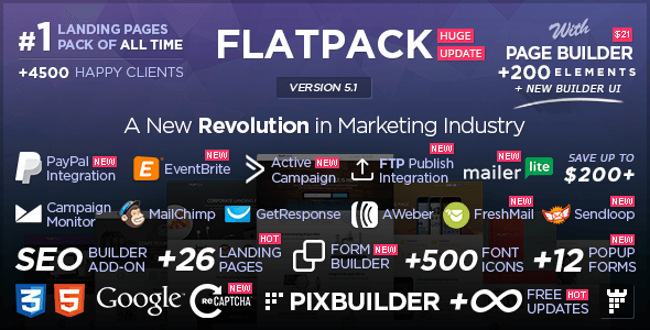 FLATPACK v5.1.1 – Landing Pages Pack With Page Builder