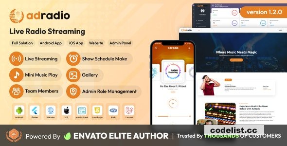 AdRadio v1.5.0 - Live Radio Streaming Website and Apps with Admin Panel - nulled