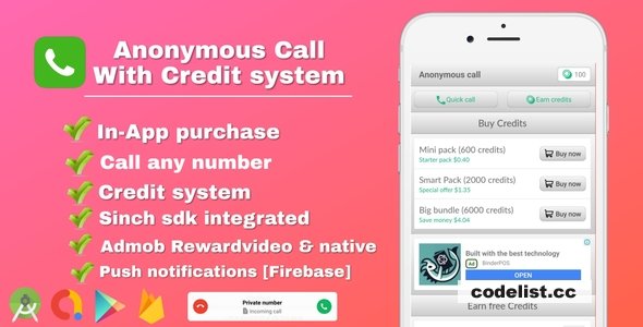 Anonymous Call v2.3 - Android Free Calling App With in-app purchase…