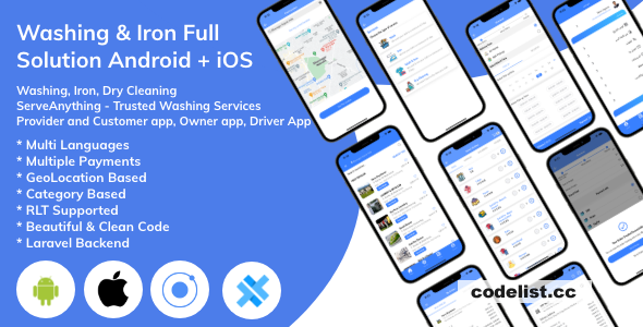 Clothes washing and laundry multi-vendor full app v4.0