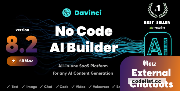 Davinci AI v8.6 - OpenAI Content, Text, Image, Voice, Chat, Code, Transcript, and Video Generator as…