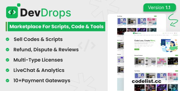 DevDrops 1.1.0 – Marketplace for Scripts, Code & Tools