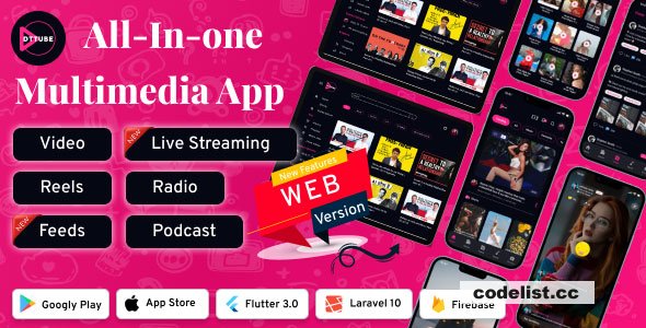 DTTube v1.4.0 - Video-Reels-Podcast-Live Streaming Flutter App…