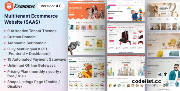 Ecommet v4.0 - Multitenant Ecommerce Website Builder (White…