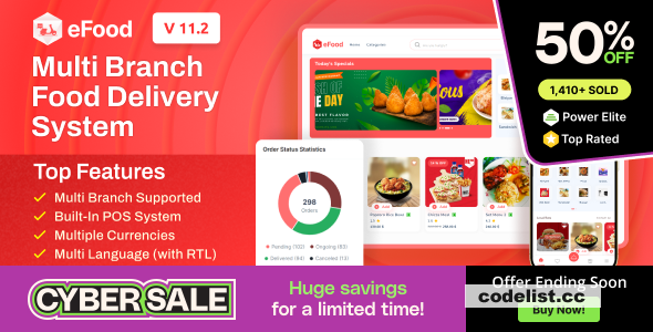 eFood v11.7 - Food Delivery App with Laravel Admin Panel + Delivery Man App - nulled
