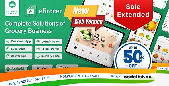 eGrocer v3.0.3 - Online Multi Vendor Grocery Store, eCommerce Marketplace Flutter Full App with Admin…
