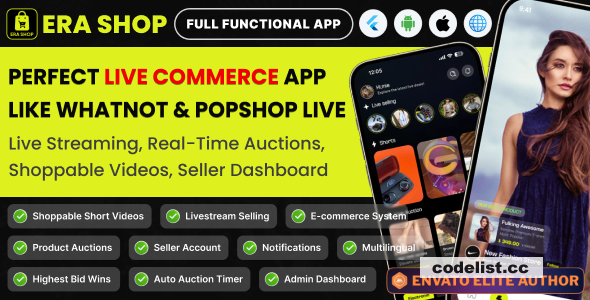 Era Shop v3.0 - Live Streaming, Short Video based E-commerce Store Multi Vendor