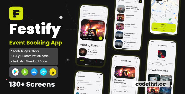 Festify v1.0 - Event Booking App React Native CLI Ui Kit