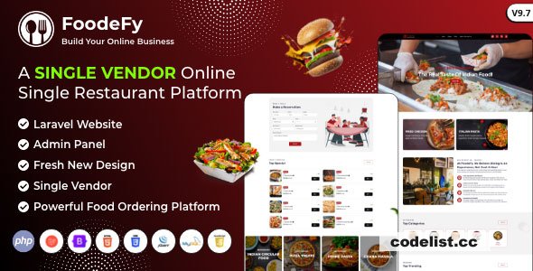 Foodefy v9.7 - Single Restaurant Online Food Ordering Laravel Website Platform - nulled