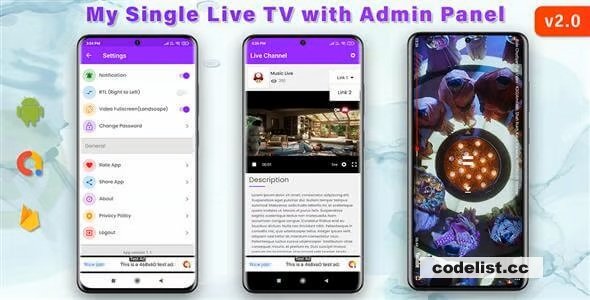 My Single Live TV v2.0 - Android App with Admin Panel