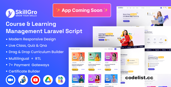 SkillGro v2.7.0 - Course & Learning Management System Laravel Script (LMS) - nulled
