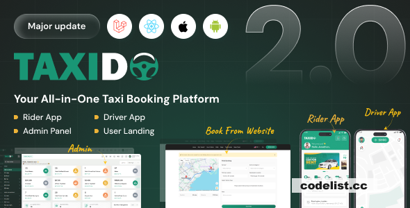 Taxido v2.0 - InDrive - Grab - Uber Clone