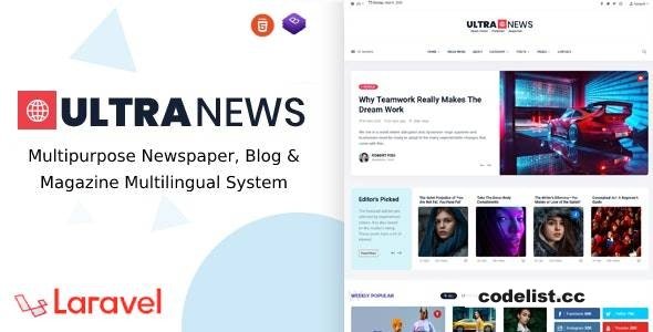 UltraNews v4.2.0 - Laravel Newspaper, Blog and Magazine Multilingual…