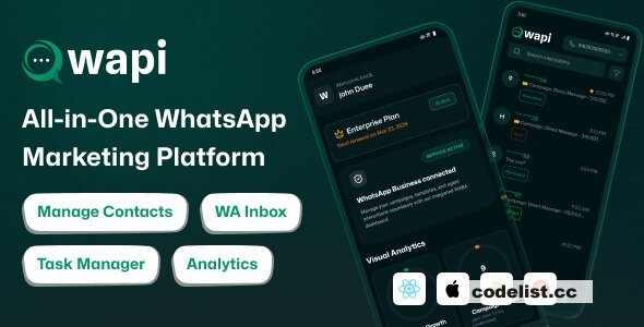 Wapi - WhatsApp CRM Mobile App | React Native CLI Android iOS…
