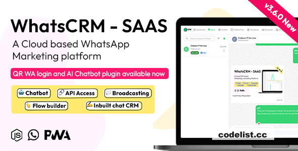 WhatsCRM v5.8.0 - Chatbot, Flow Builder, API Access, WhatsApp CRM SAAS System