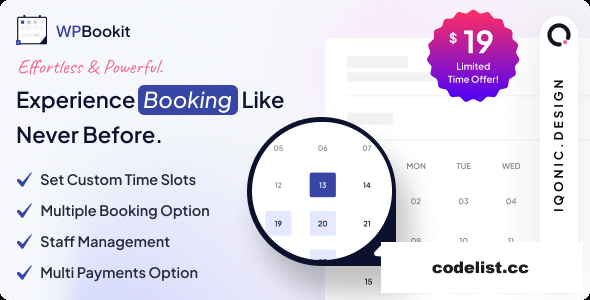WPBookit v1.6.18 - Appointment Booking WordPress Plugin
