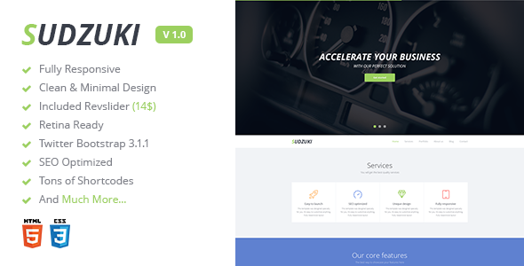 Sudzuki v1.0.1 – Premium One Page Bootstrap HTML5 Template