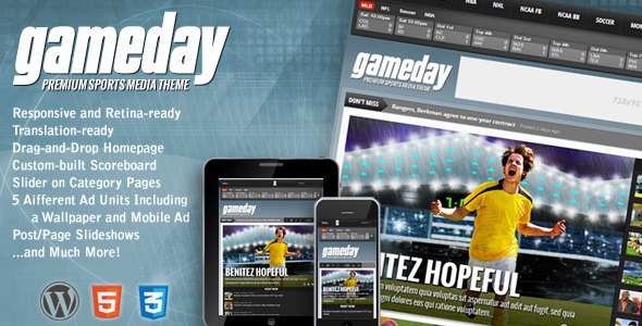 GAMEDAY V3.0 - THEMEFOREST WORDPRESS SPORTS MEDIA THEME