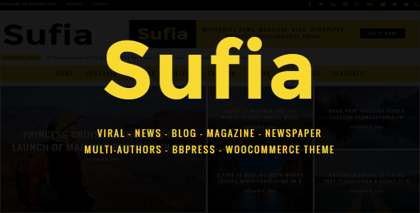 SUFIA - NEWS BLOG MAGAZINE NEWSPAPER MULTIPURPOSE THEME