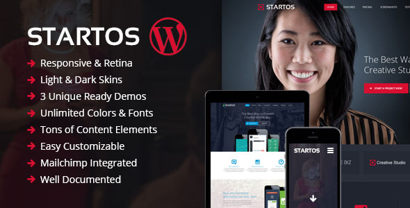 STARTOS - MODERN APP LANDING PAGE WORDPRESS THEME
