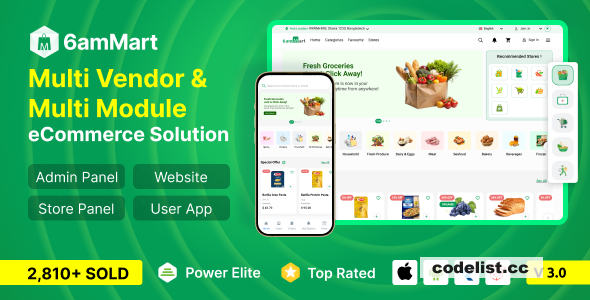 6amMart v3.5 - Multivendor Food, Grocery, eCommerce, Parcel, Pharmacy delivery app with Admin & Website - nulled