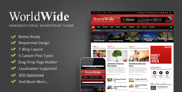 WORLD WIDE V1.04 - THEMEFOREST RESPONSIVE MAGAZINE WP THEME
