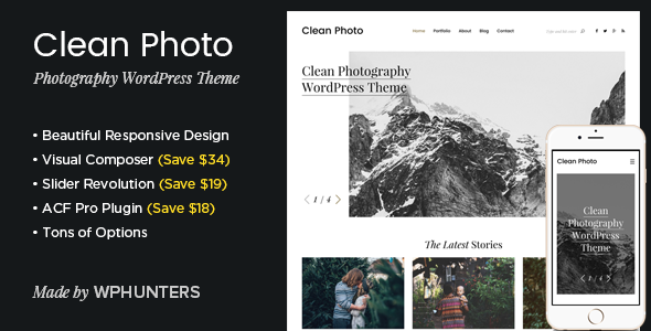 CLEAN PHOTO - PHOTOGRAPHY PORTFOLIO WORDPRESS THEME
