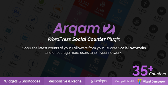 Arqam v2.0.4 – Retina WordPress Social Counter Plugin