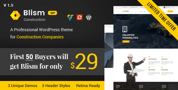 Blism v1.5 – Responsive Construction WordPress Theme