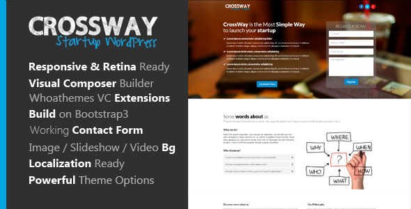 CrossWay v1.1.5 – Startup Landing Page Bootstrap WordPress Theme