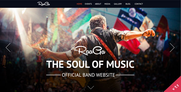 Raaga - Responsive Parallax Template for Bands