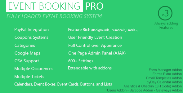 Event Booking Pro v3.951 – WordPress Plugin [paypal or offline]