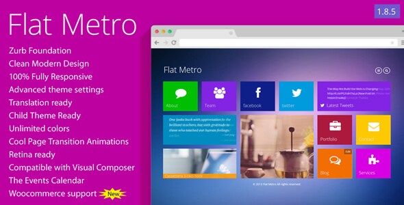 Flat Metro v1.8.5 – Responsive Creative WordPress Theme