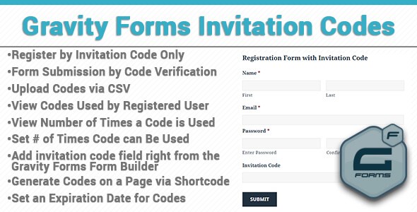 Gravity Forms Invitation Codes v3.0 – WordPress Plugin