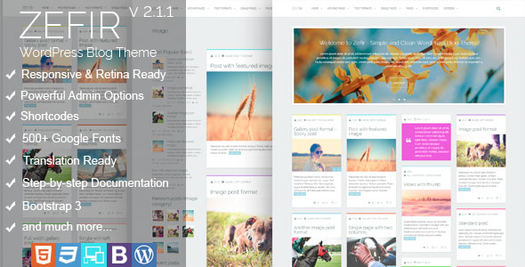ZEFIR V2.0 - SIMPLE AND CLEAN WORDPRESS BLOG THEME