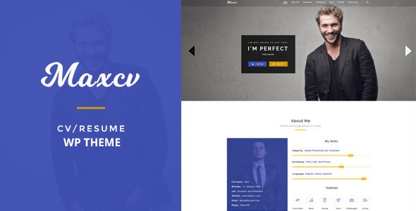 Max CV v1.1 – Responsive Resume/CV WordPress Theme