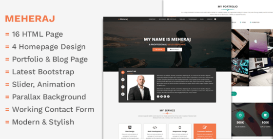 Meheraj v1.1 – Creative Personal Portfolio & Resume Template