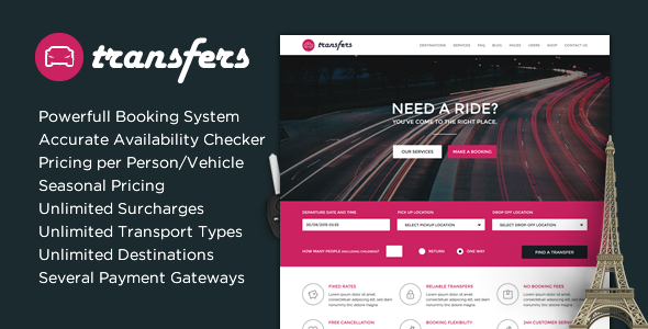 TRANSFERS V1.095 - TRANSPORT AND CAR HIRE WORDPRESS THEME