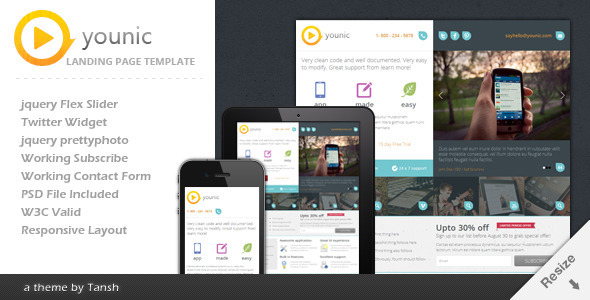 Younic - Themeforest Responsive Landing Page