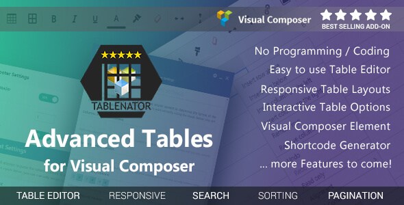 Tablenator v1.2.0 – Advanced Tables for Visual Composer