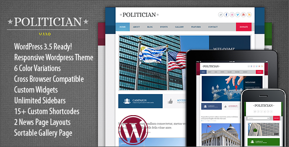 POLITICIAN THEMEFOREST RESPONSIVE WORDPRESS THEME