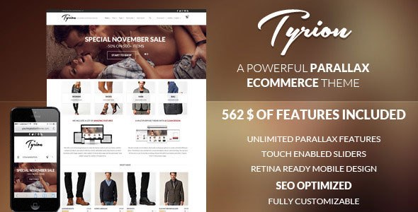 Tyrion v1.6.9 – Flexible Parallax e-Commerce WP Theme
