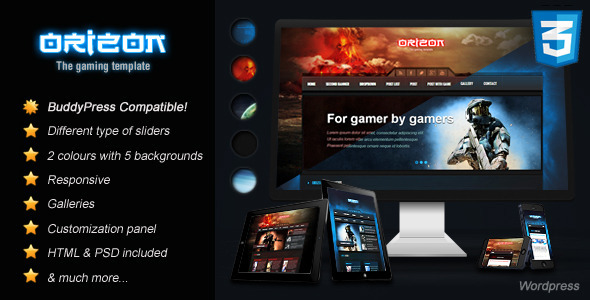 ORIZON V3.0 - THEMEFOREST THE GAMING TEMPLATE WP VERSION