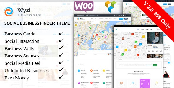 WYZI v2.1.3 – WordPress Social Business Finder Directory Theme