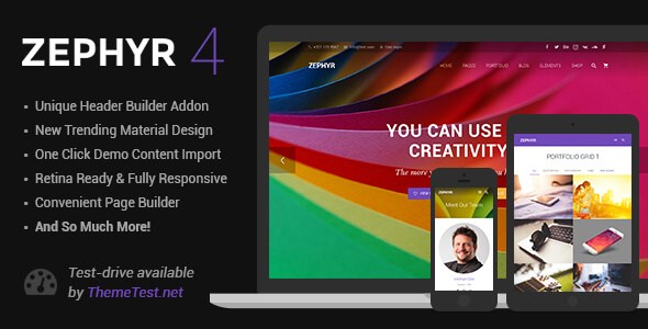 Zephyr v4.6 – Responsive Material Design WordPress Theme