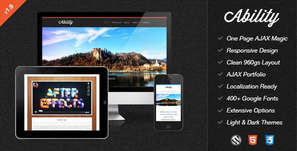 Ability v1.9 - Responsive One Page Ajax WordPress Theme