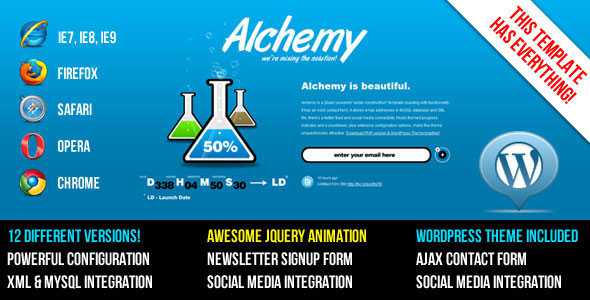 Alchemy - Under Construction Template + WP Theme