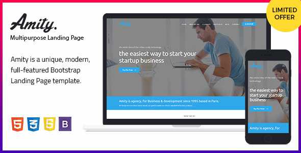 Amity - HTML5 Bootstrap Landing Page Templates