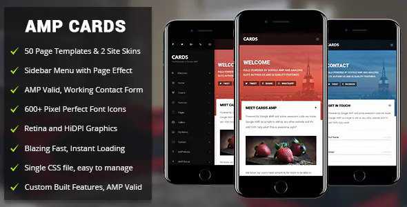 AMP Cards - Mobile Google AMP Template